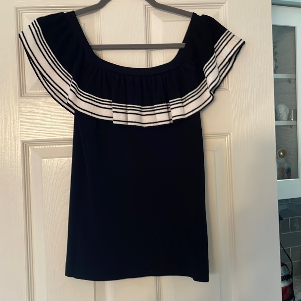 Off the shoulder , ruffle, knit top